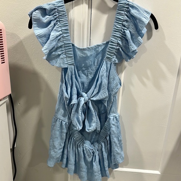 Blue Ruffled Women's Top - Picture 2 of 2